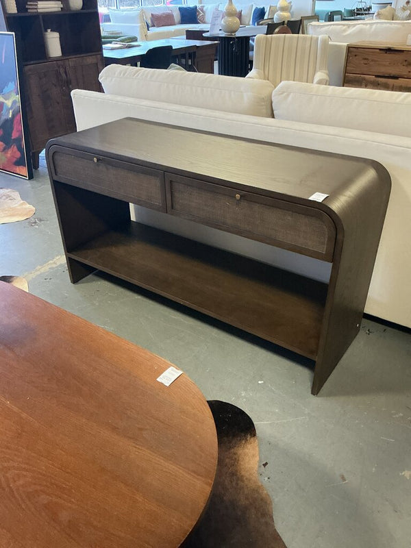 Lulu and Georgian Suzette Console Table Smoked Oak (As-Is, Top)