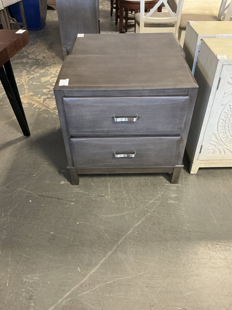 Grey 2 Drawer Nightstand