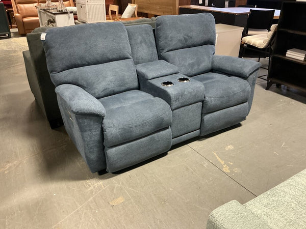 Blue Power Recliner Loveseat
