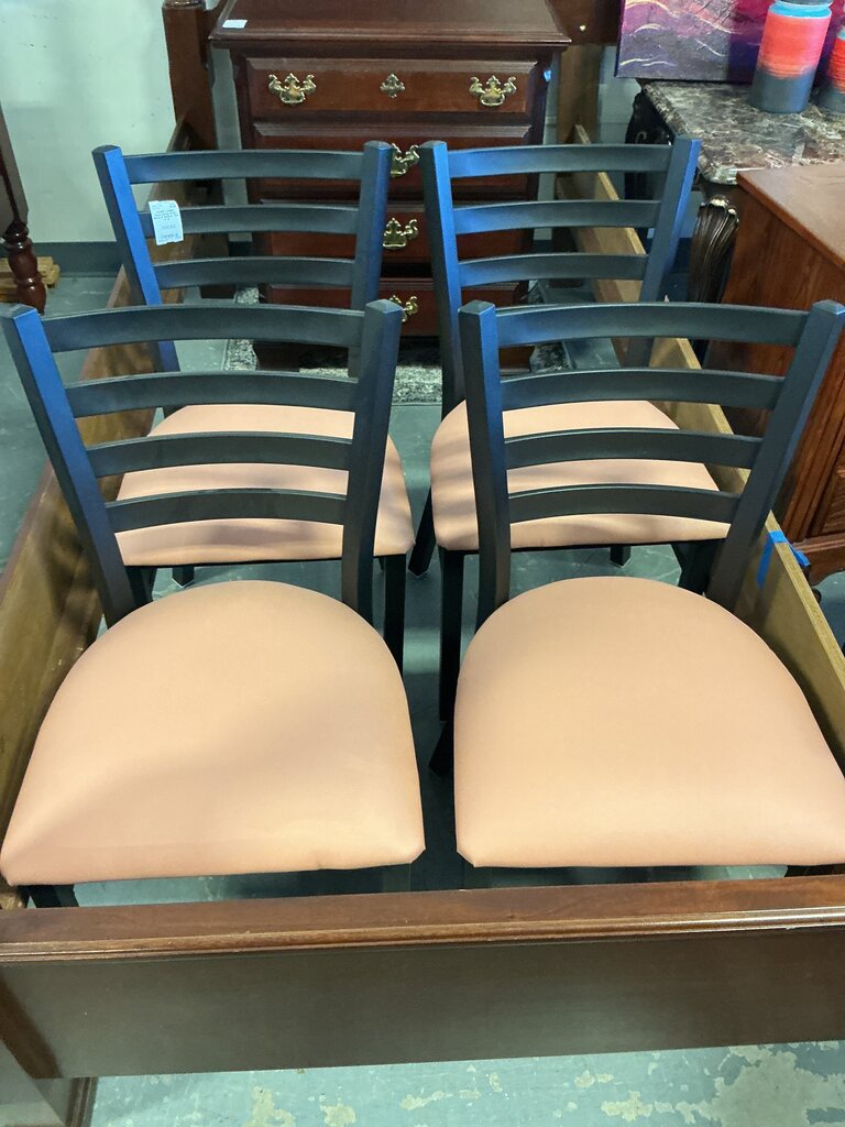 Ladder Back Dining Chair- Black & Salmon (Set of 4)