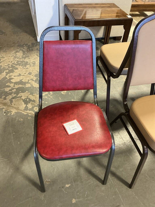 Burgundy Vinyl/ Metal Chair