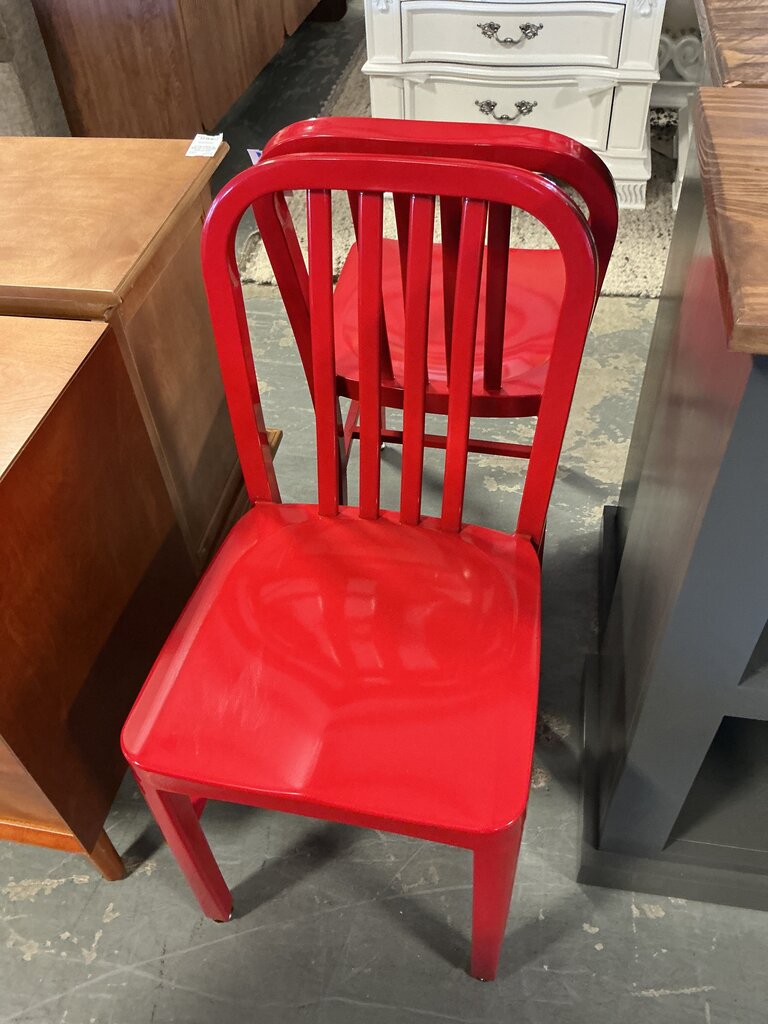 Industrial Metal Dining Chair- Red (Pair)