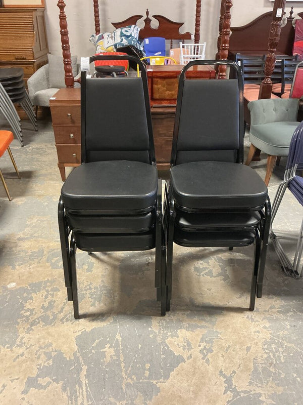 Stackable Vinyl Chairs-Black (Set of 6)