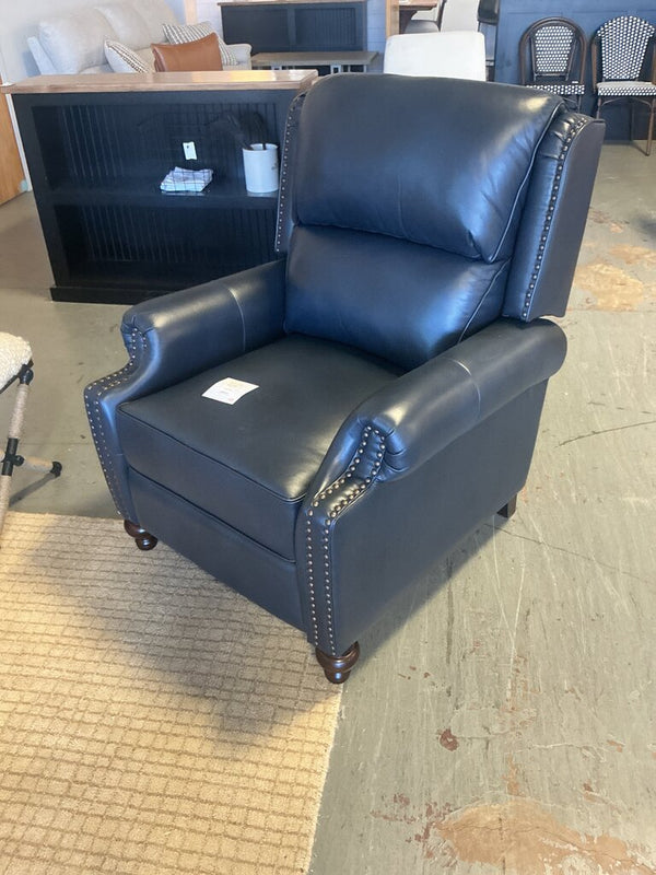 Elisabete Genuine Leather Recliner-Navy