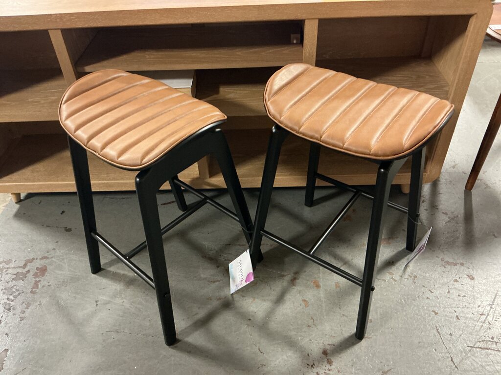 Elline Wood Counter Stool - Black / Brown (Pair)