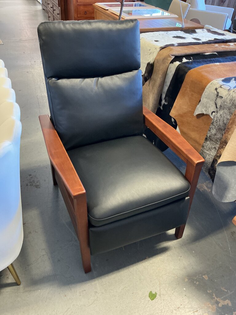 Patrick Vegan leather Solid Wood Recliner-Black