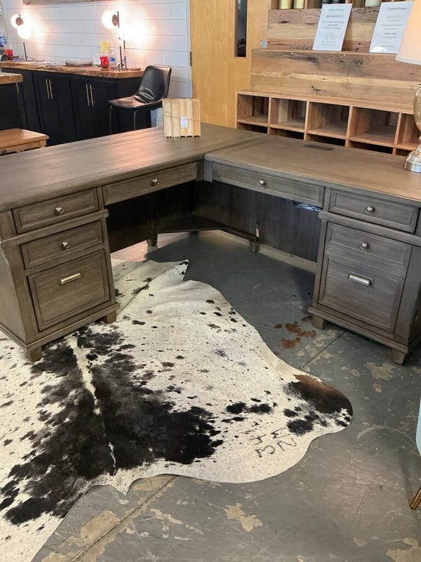 Carson Wood L Shade Desk Gray As-Is