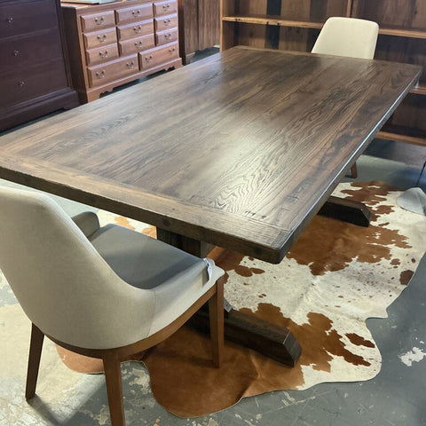 Amish 76" x 42" Smooth Finish Trestle Table- Dark Walnut Stain