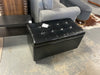 Cosmopolitan Faux Leather Storage Ottoman- Midnight Black