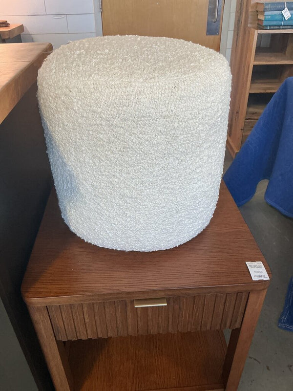 Ansley Hand Woven Ivory Boucle Round Pouf Ottoman