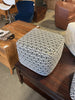 Kiana Boho Square Woven Outdoor/Indoor Pouf in Black and White Recycled PET Polyester