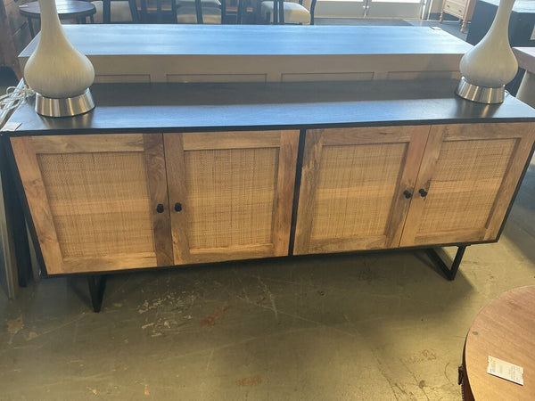 Rattan 4 Door Credenza- Black