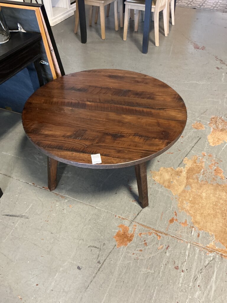 Amish Reclaimed Wood Round Coffee Table- Dark stain