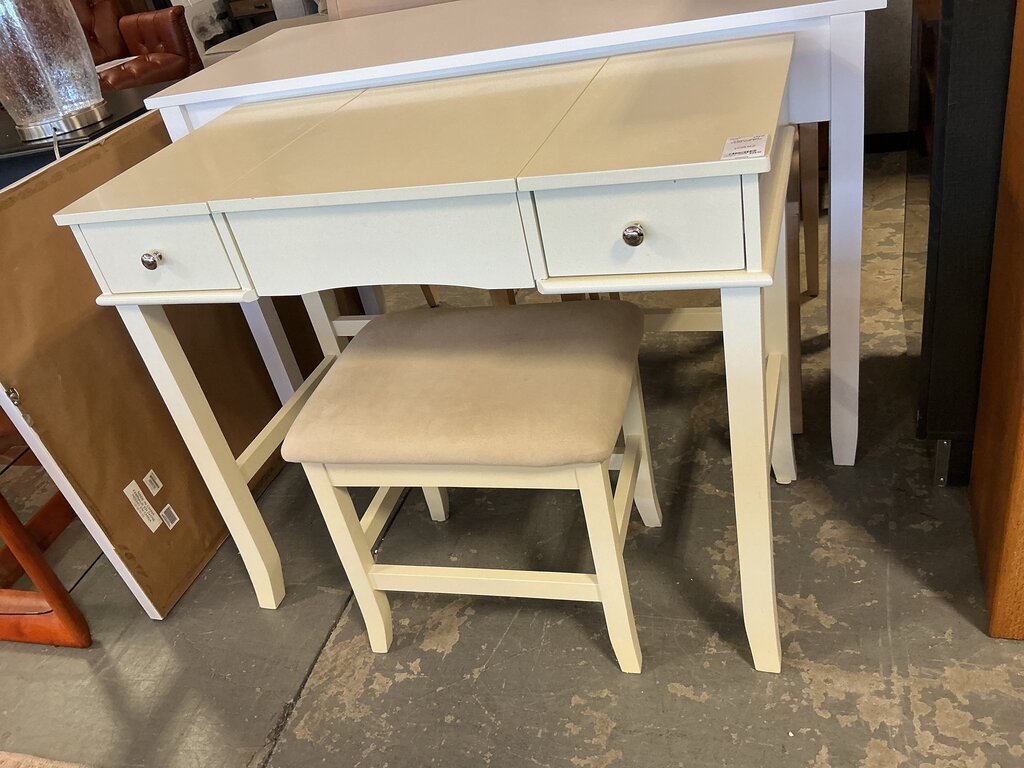 White Vanity with Stool