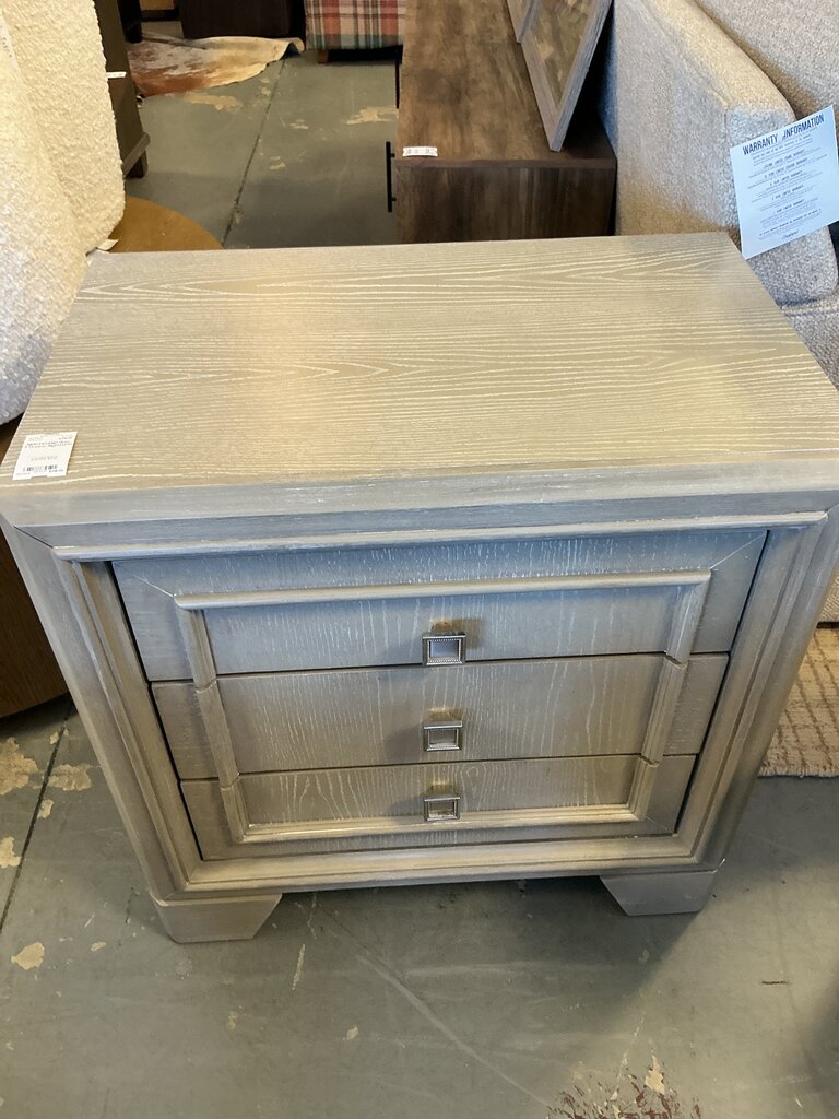 Grey 3 Drawer Nightstand