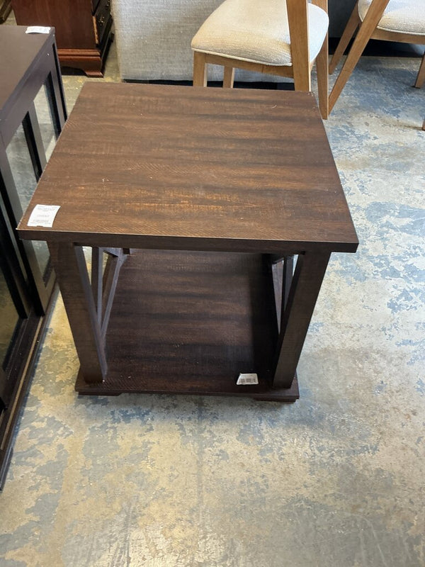 2-Tier Dark Wood End Table