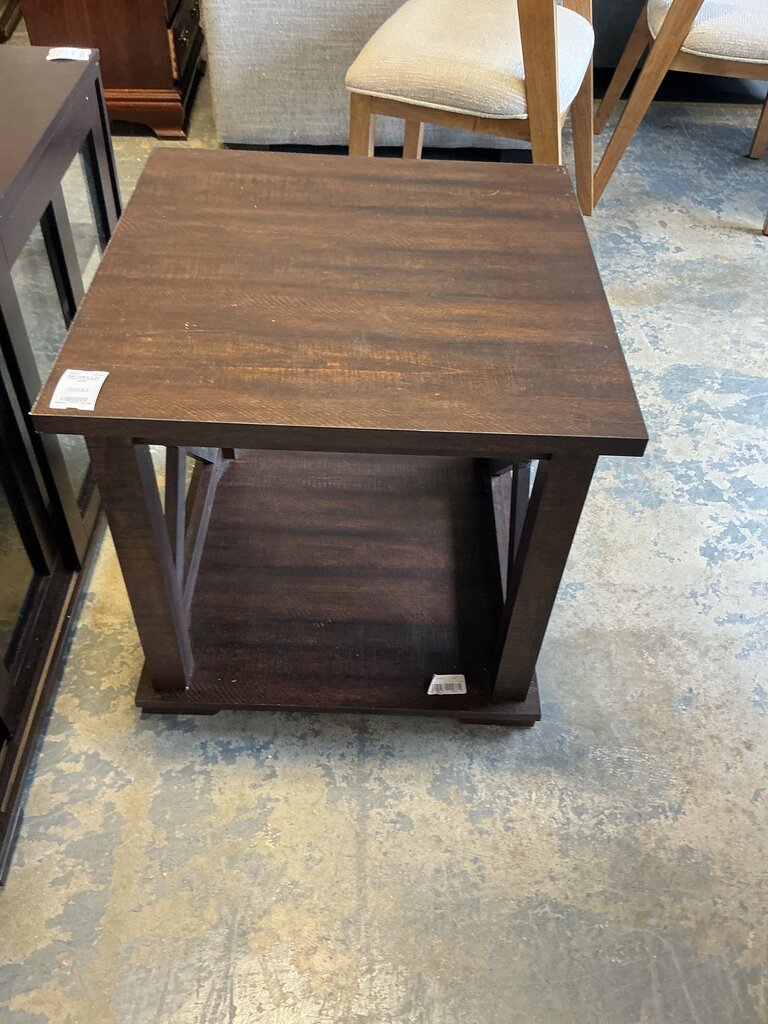 2-Tier Dark Wood End Table