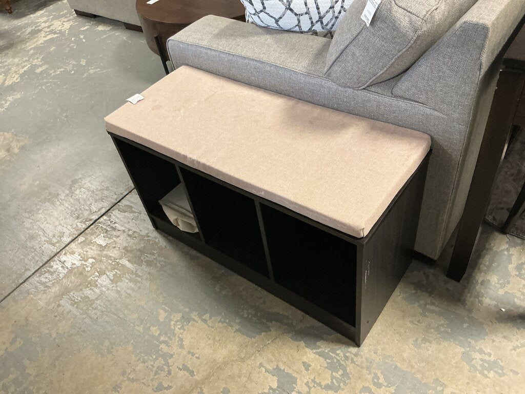 Black Bench w/ Cushion (As-Is, Stain)