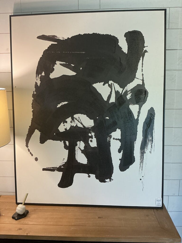 Lg Black and White Abstract Canvas Art