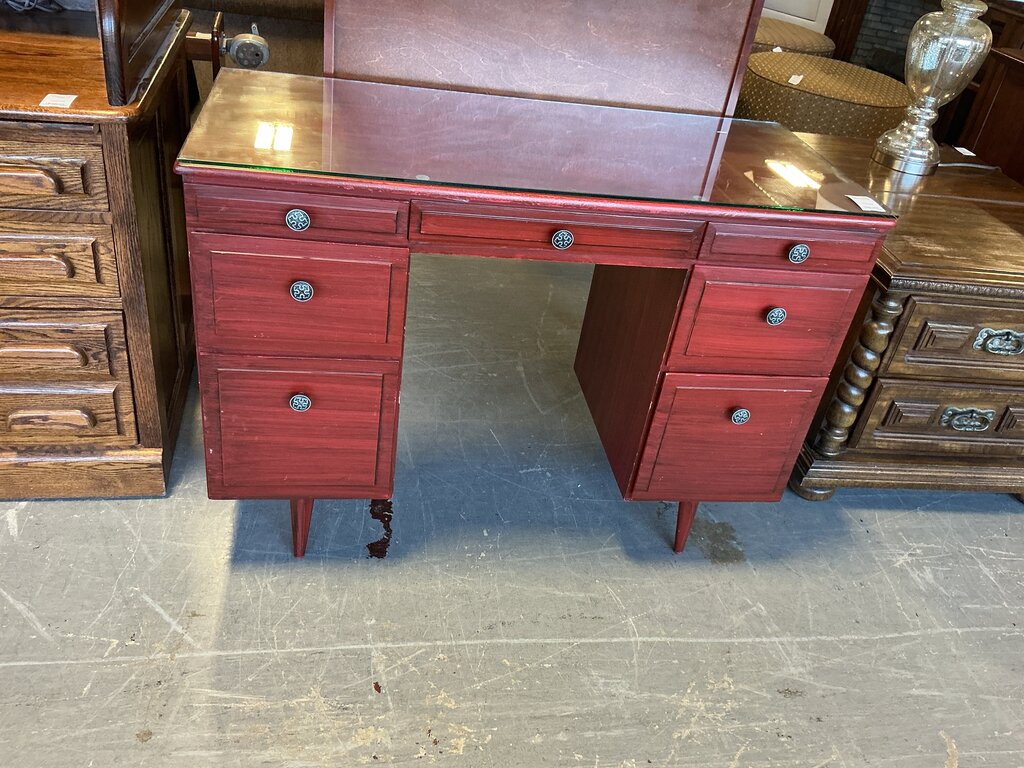Red Vintage MCM Style Desk