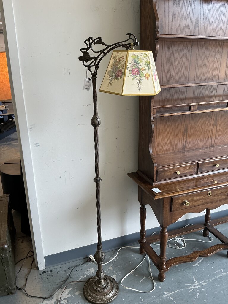Antique Floor Lamp Floral Shade