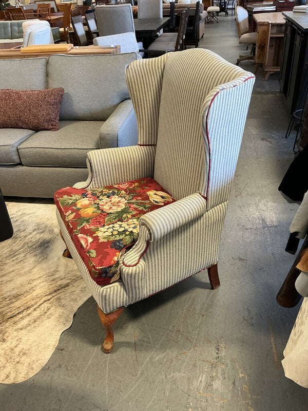 Striped Wingback Chair