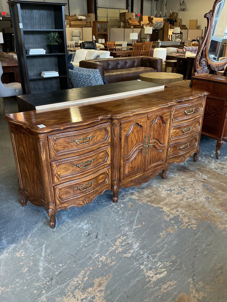 Medium Stain French Provincial Triple Dresser