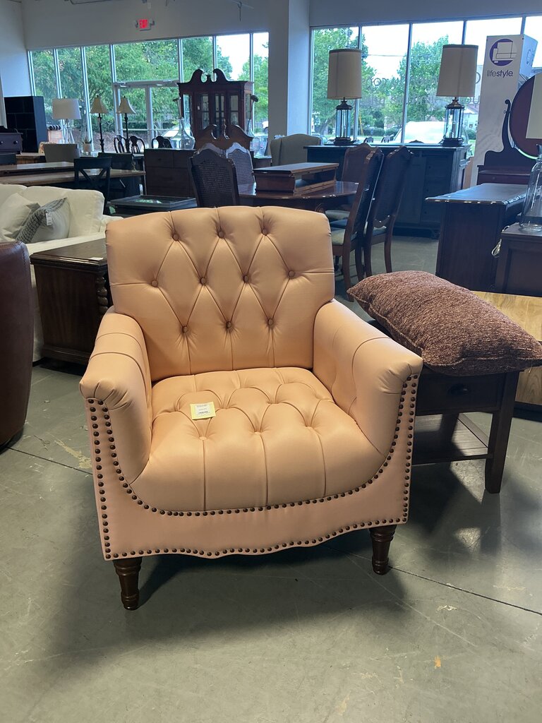 Bertram Genuine Leather Armchair-PINK