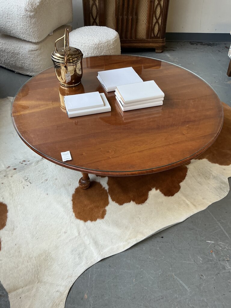 Stickley Round Wood Coffee table w/glass