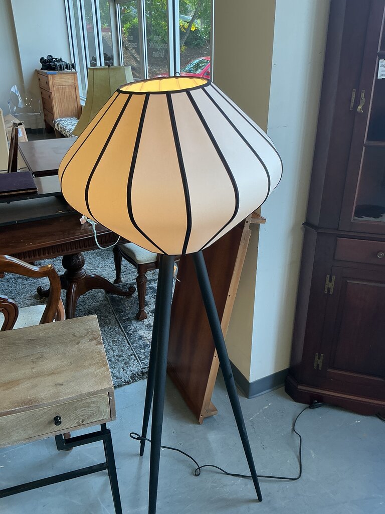 Modern Floor Lamp with Black & White Shade (As-Is/Socket)