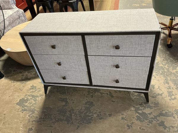 6-Drawer Upholstered Dresser-Light Grey