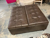 Harrison Faux Leather Storage Ottoman- Distressed Brown