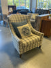 XL Blue Plaid Modern Wing Back Chair