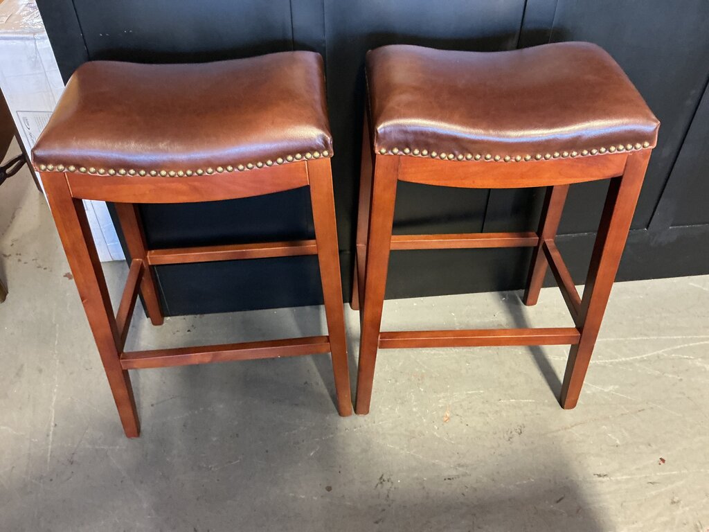 Genuine Leather Counter Height Stool (Pair)