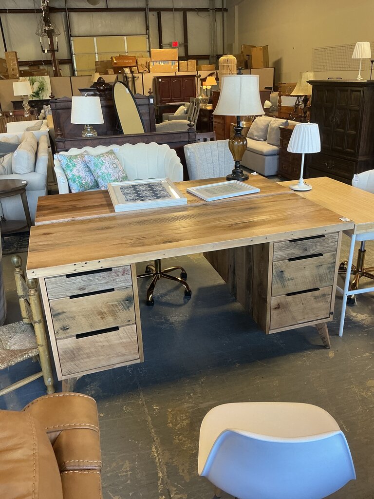 Amish Reclaimed 6 Drawer Desk-Natural Matte