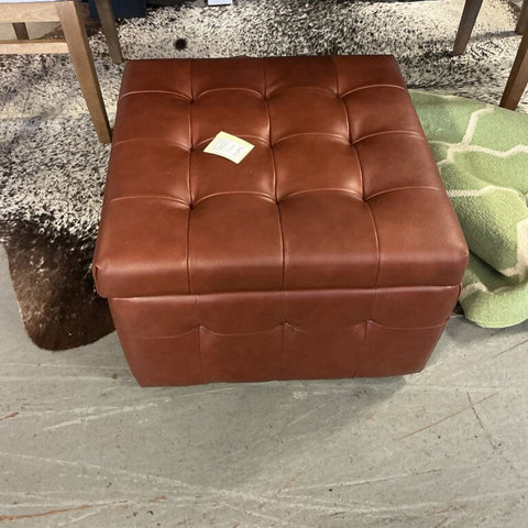 Blanca Genuine Leather Ottoman-Brown