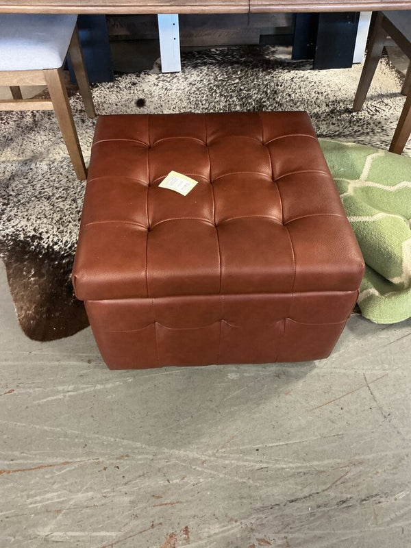 Blanca Genuine Leather Ottoman-Brown