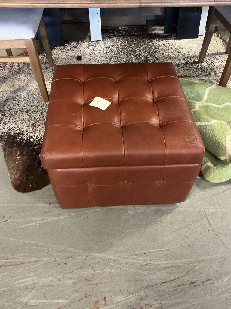 Blanca Genuine Leather Ottoman-Brown