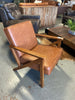 MCM Style Wood & Faux Leather Chair