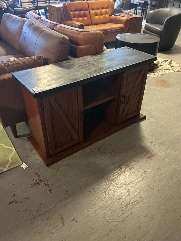 Dark Wood 2 Door Cabinet (as-is)
