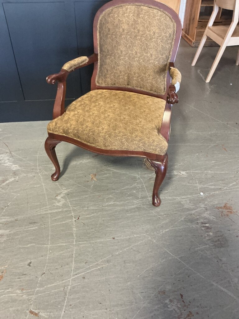 Gold Fabric & Wood Armchair