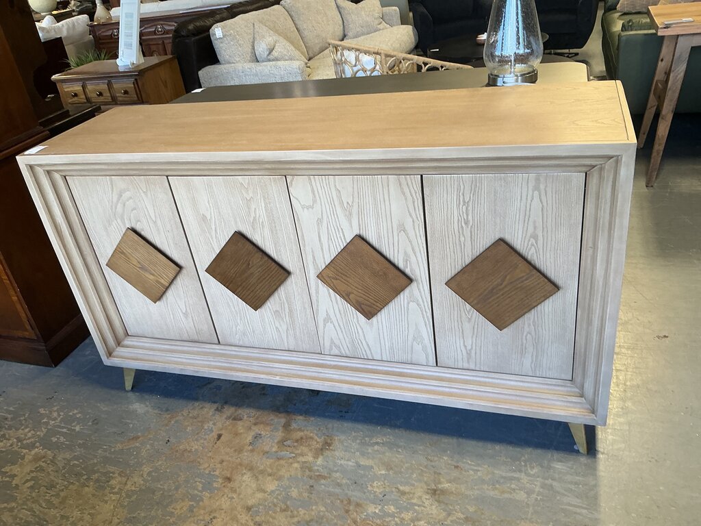 Natural 4 Door Console w/ Dark Wood Handles