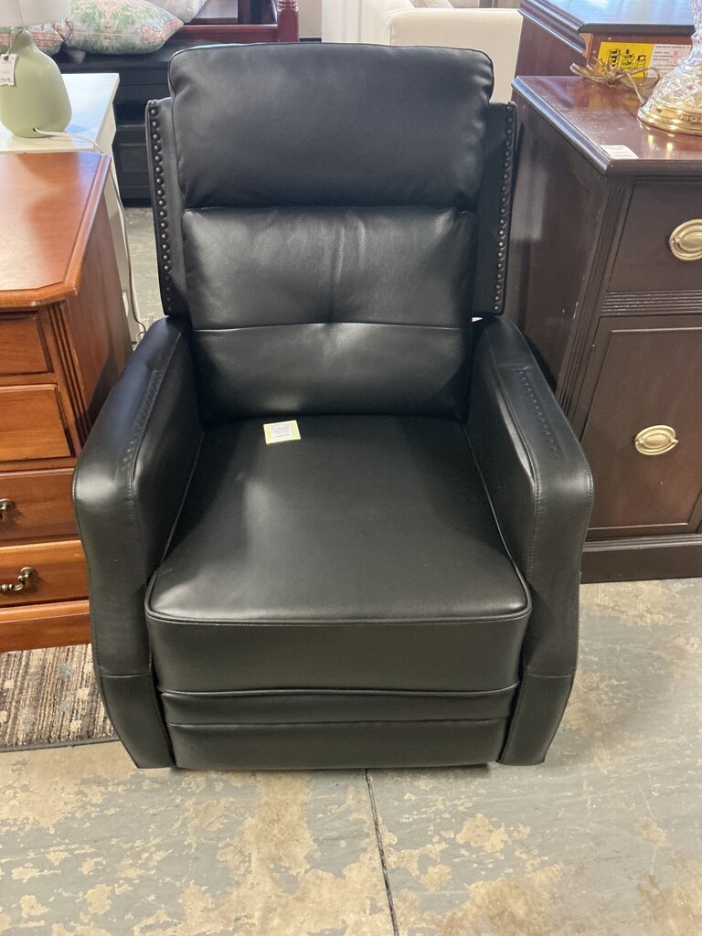 Ifigenia 28.74" Wide Genuine Leather Swivel Rocker Recliner-Black (as-is)