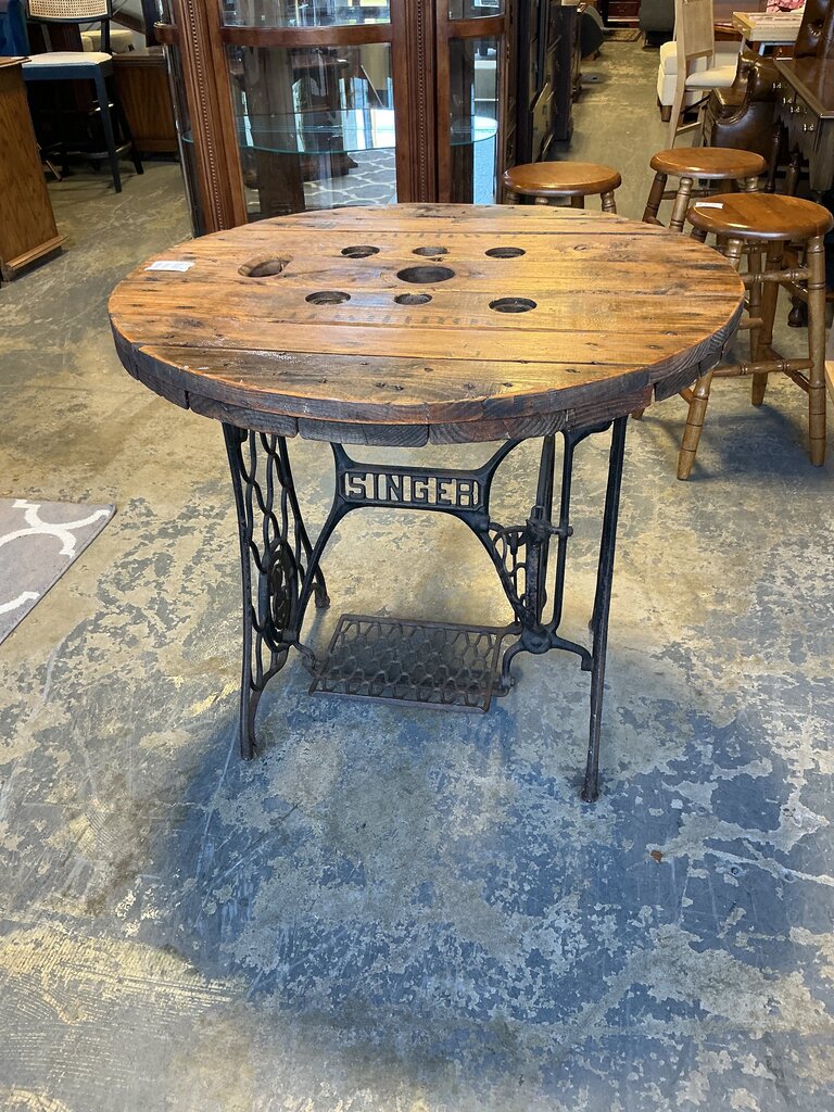 Vintage Rustic Table w/ Singer Base