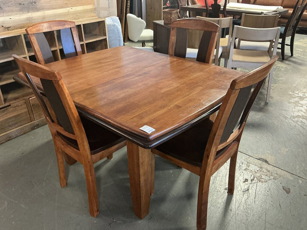 Two-Tone Wood Dining Set (Leaf + 4 Chairs)