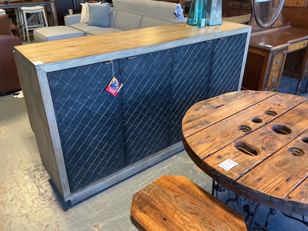 Natural & Metal 4 Door Credenza