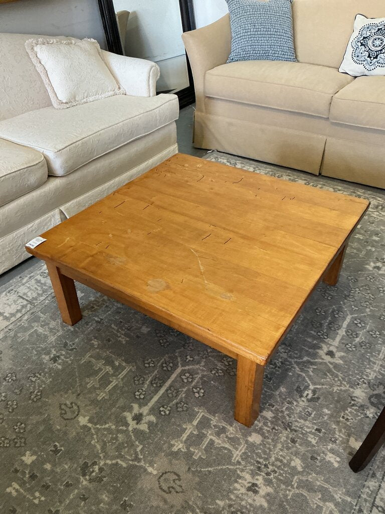 Maple Square Coffee Table (As-Is, Cracked)