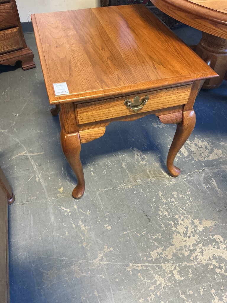 Oak End Table with Drawer