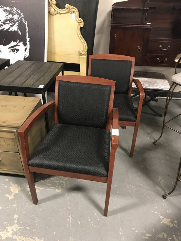 Pair of Black Upholstered Cherry Chairs